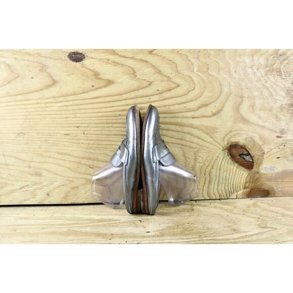 AGL AGL Attilio Giusti Leombruni Flats Silver Leather 39.5 Penny Loafers Italy - Picture 4 of 7